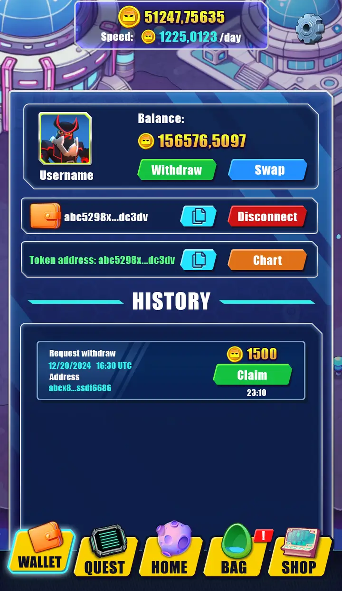 Alien Mine Bot Telegram Screenshot 6