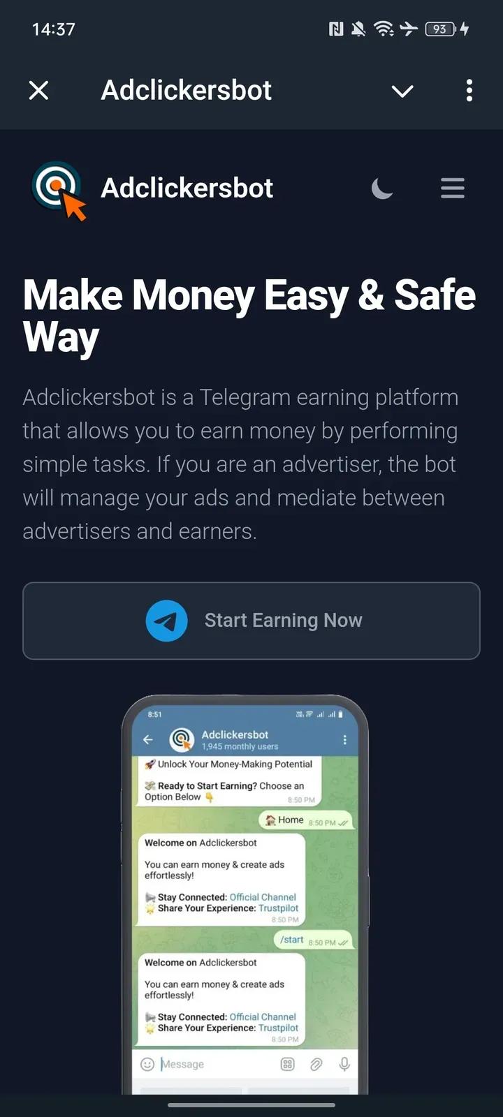 Adclickersbot Telegram Screenshot 1