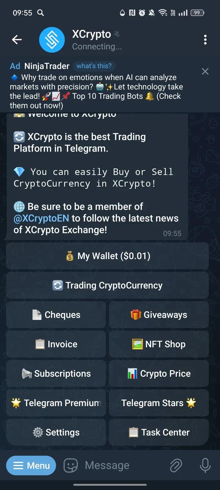XCrypto в Телеграм — скриншот 2
