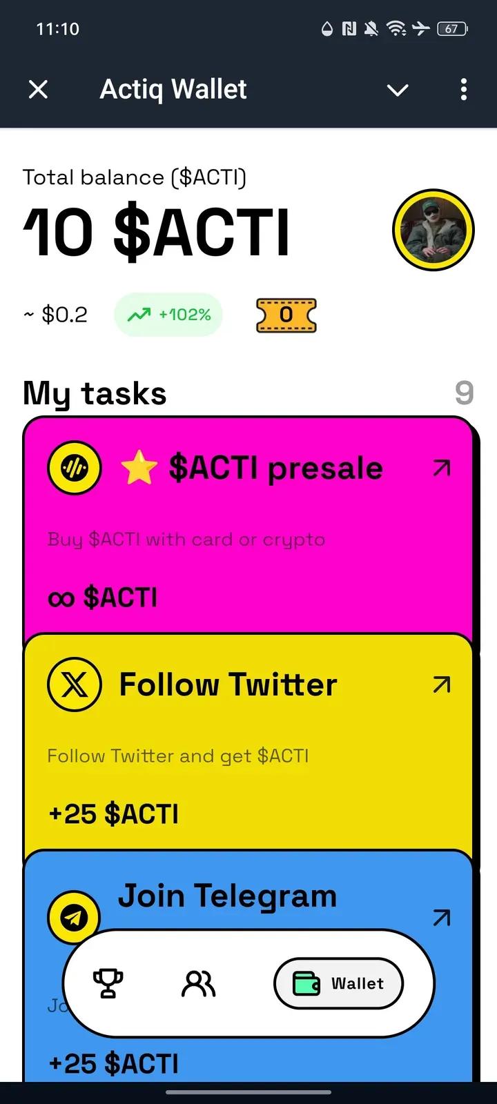 Actiq Wallet Telegram Screenshot 1