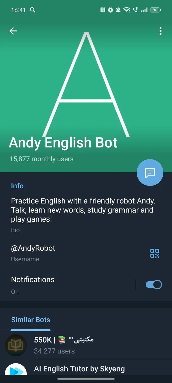 Andy English Bot Telegram Screenshot 4