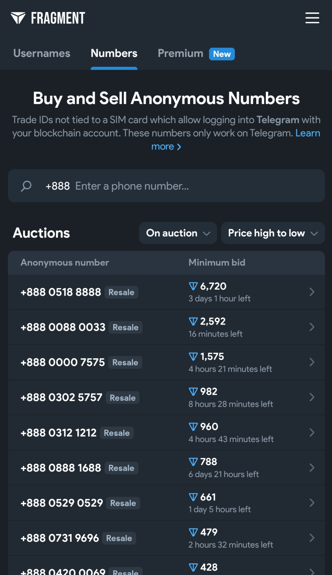 Telegram Numbers 1