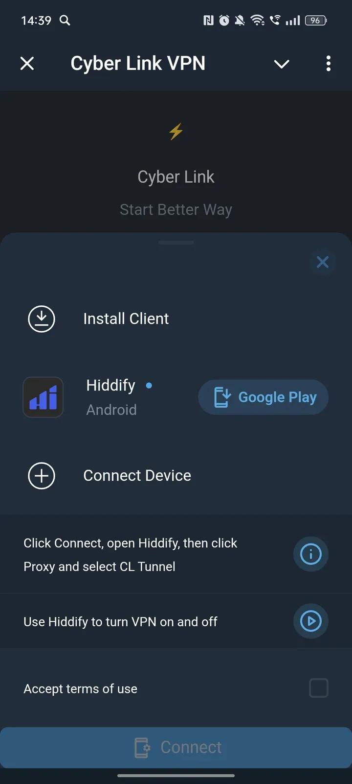 Cyber Link VPN в Телеграм — скриншот 2