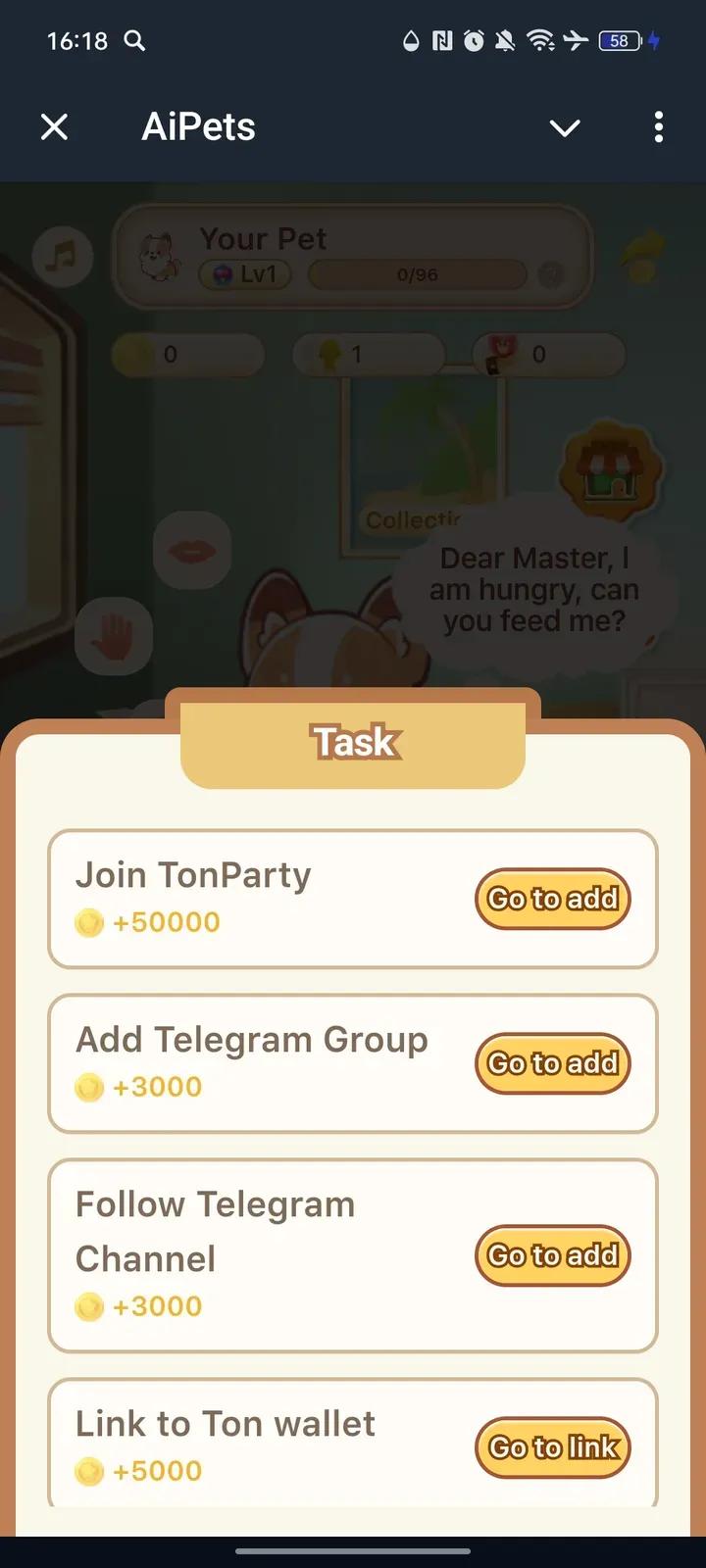 AiPets Telegram Screenshot 2