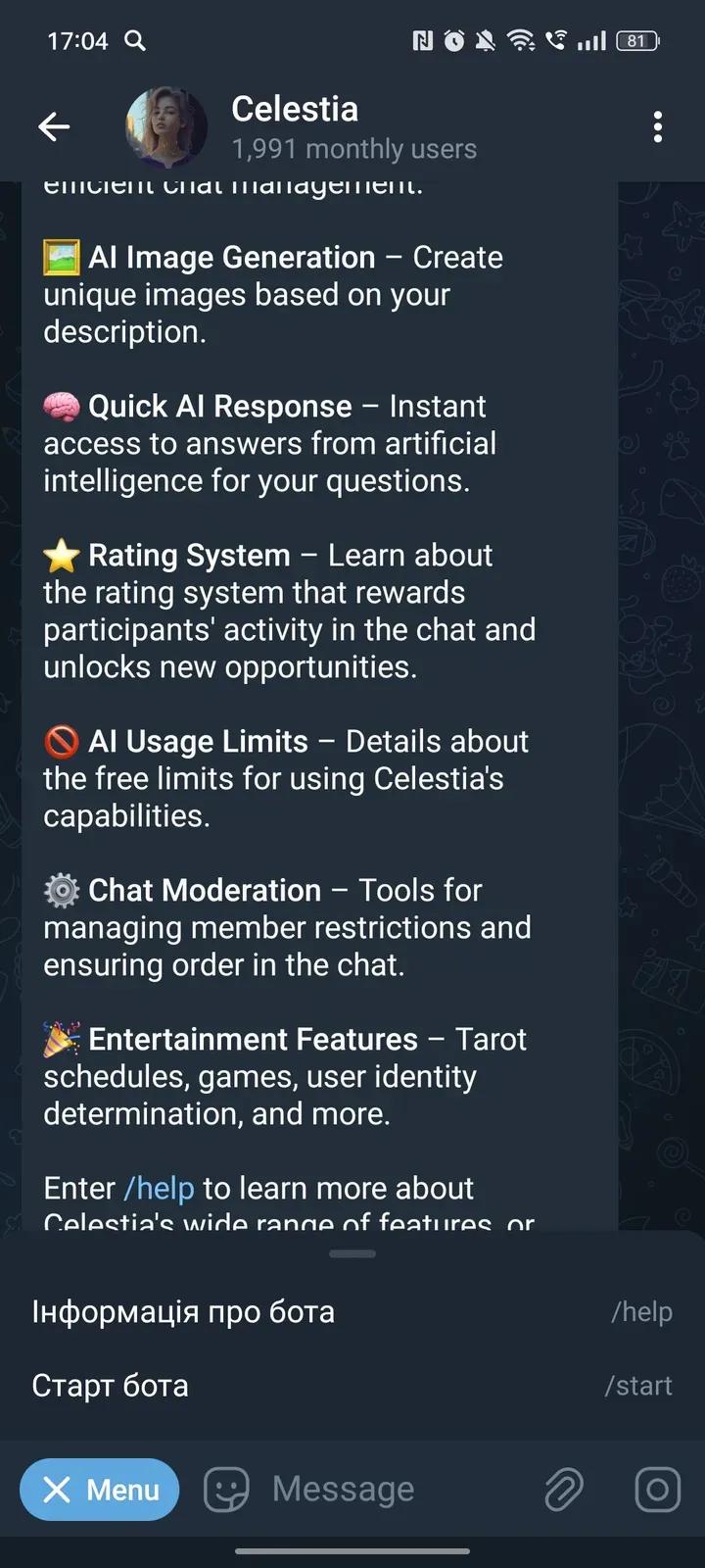 Celestia Telegram Screenshot 3
