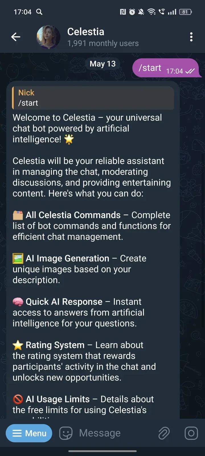 Celestia Telegram Screenshot 2