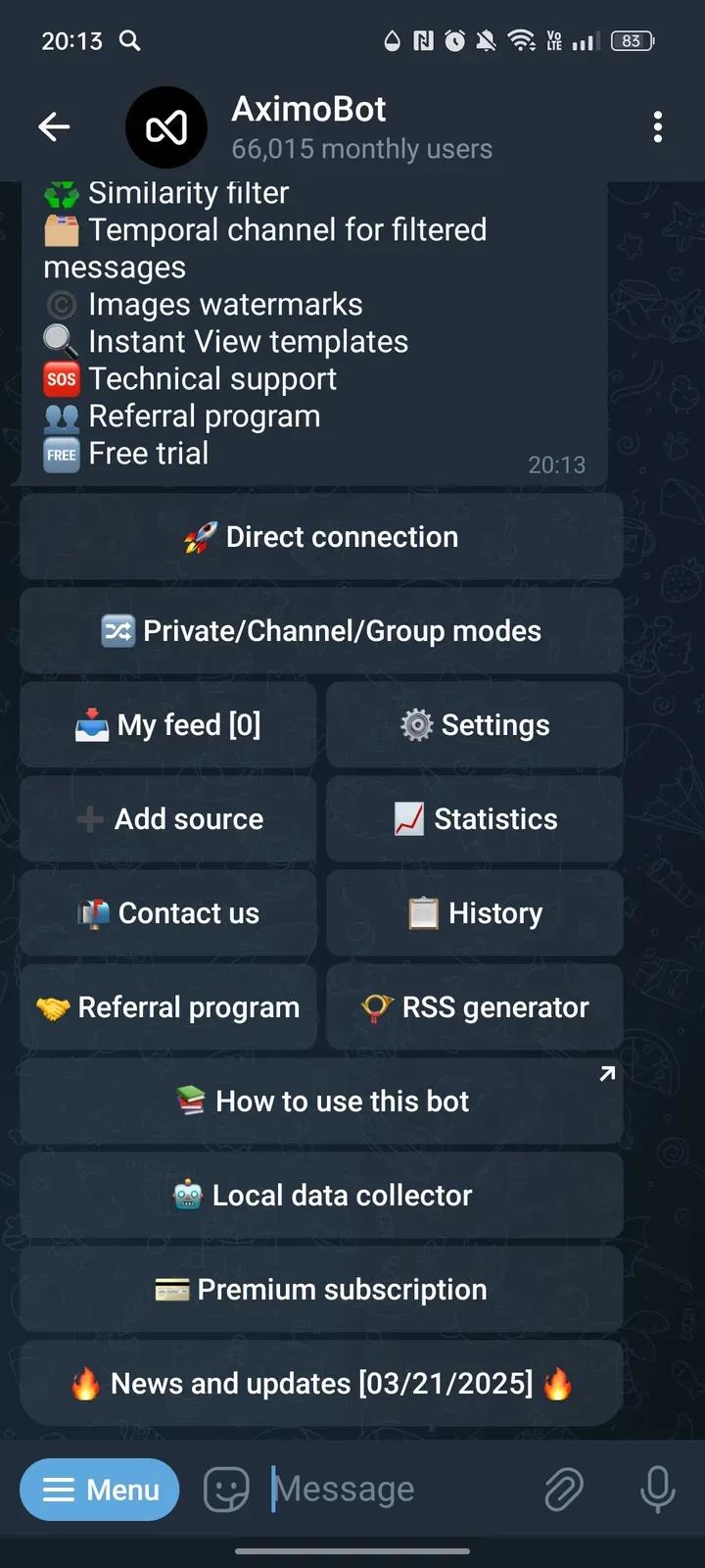 AximoBot Telegram Screenshot 3