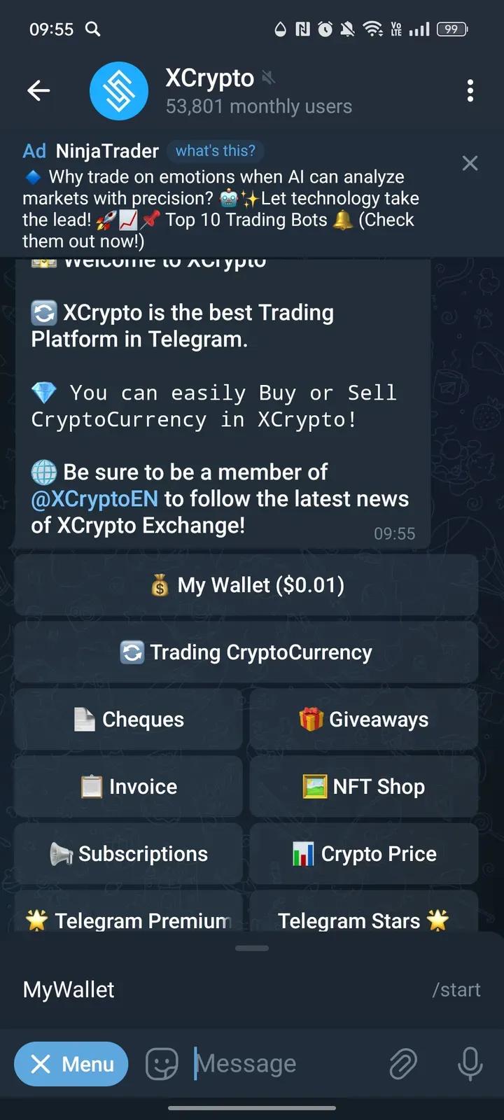 XCrypto в Телеграм — скриншот 3