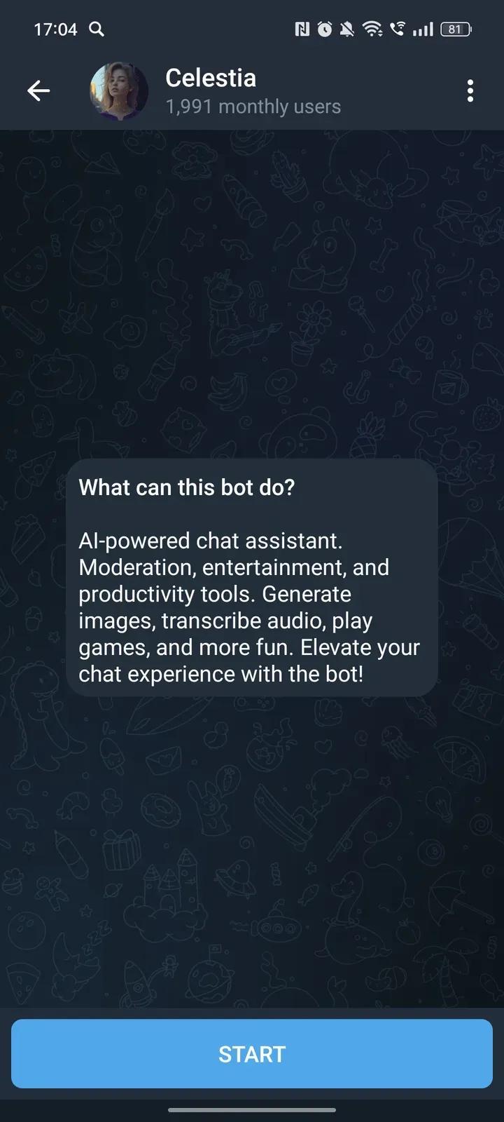 Celestia Telegram Screenshot 1