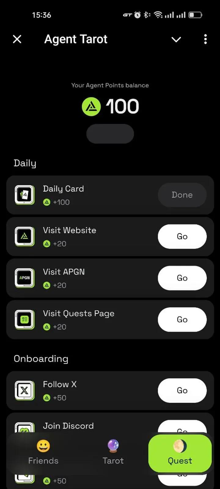 Agent Tarot Telegram Screenshot 1