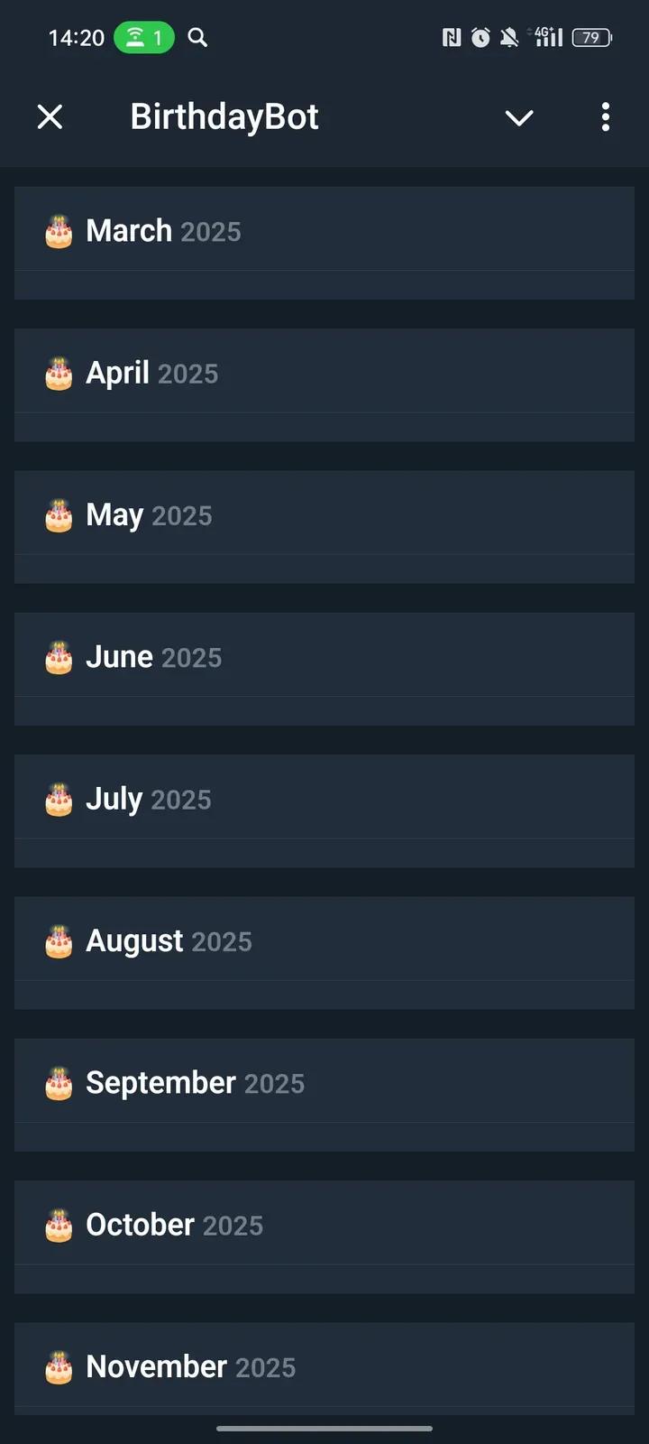 BirthdayBot Telegram Screenshot 2