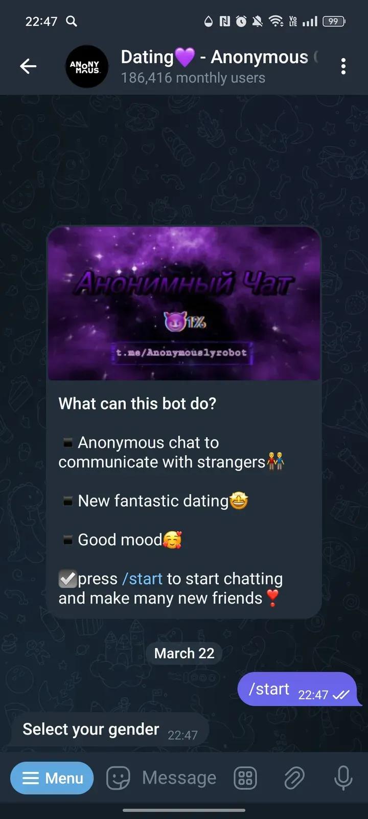 Dating💜 Telegram Screenshot 1