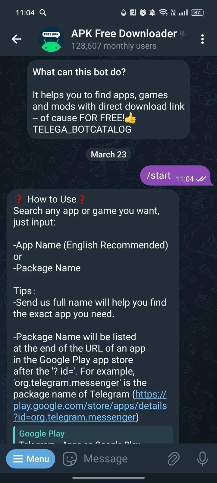 APK Free Downloader Telegram Screenshot 1