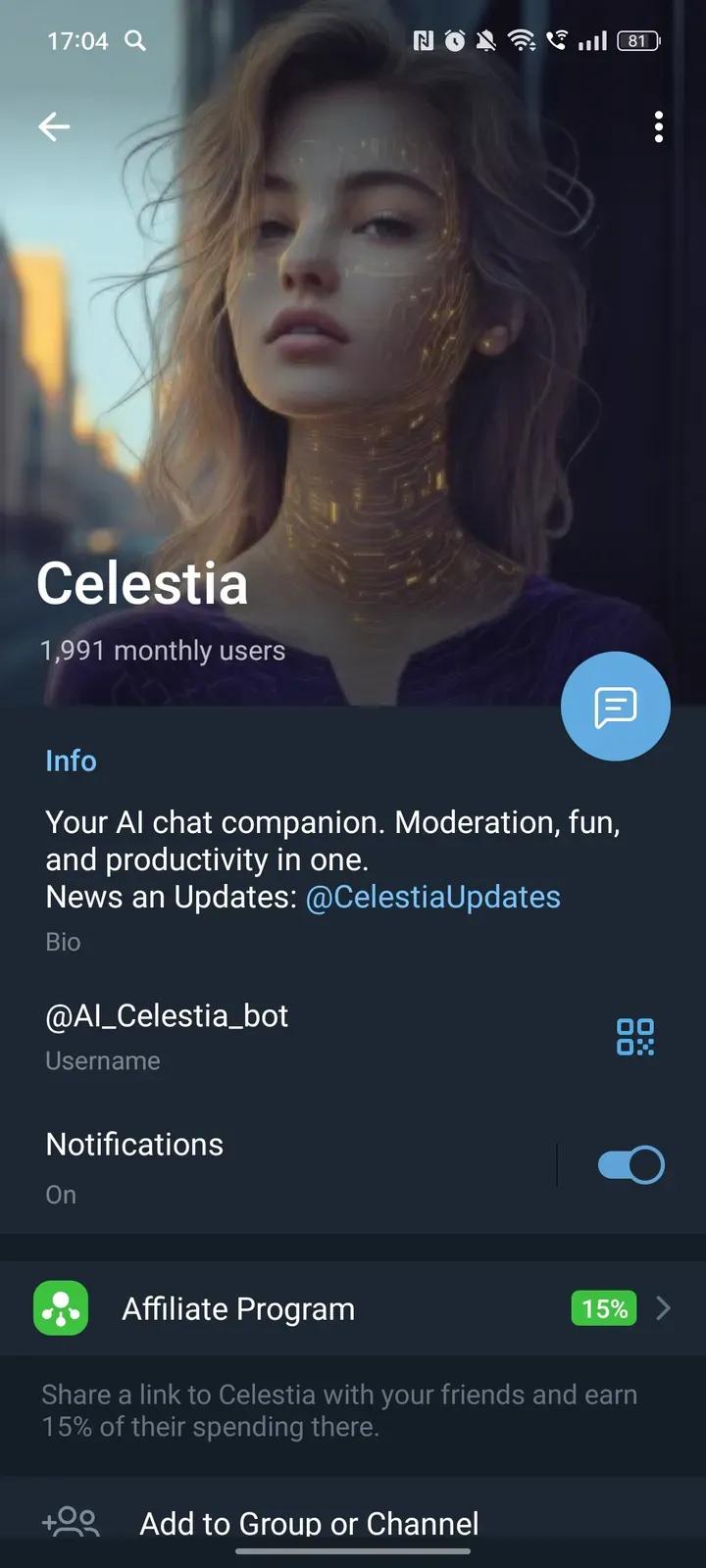 Celestia Telegram Screenshot 4