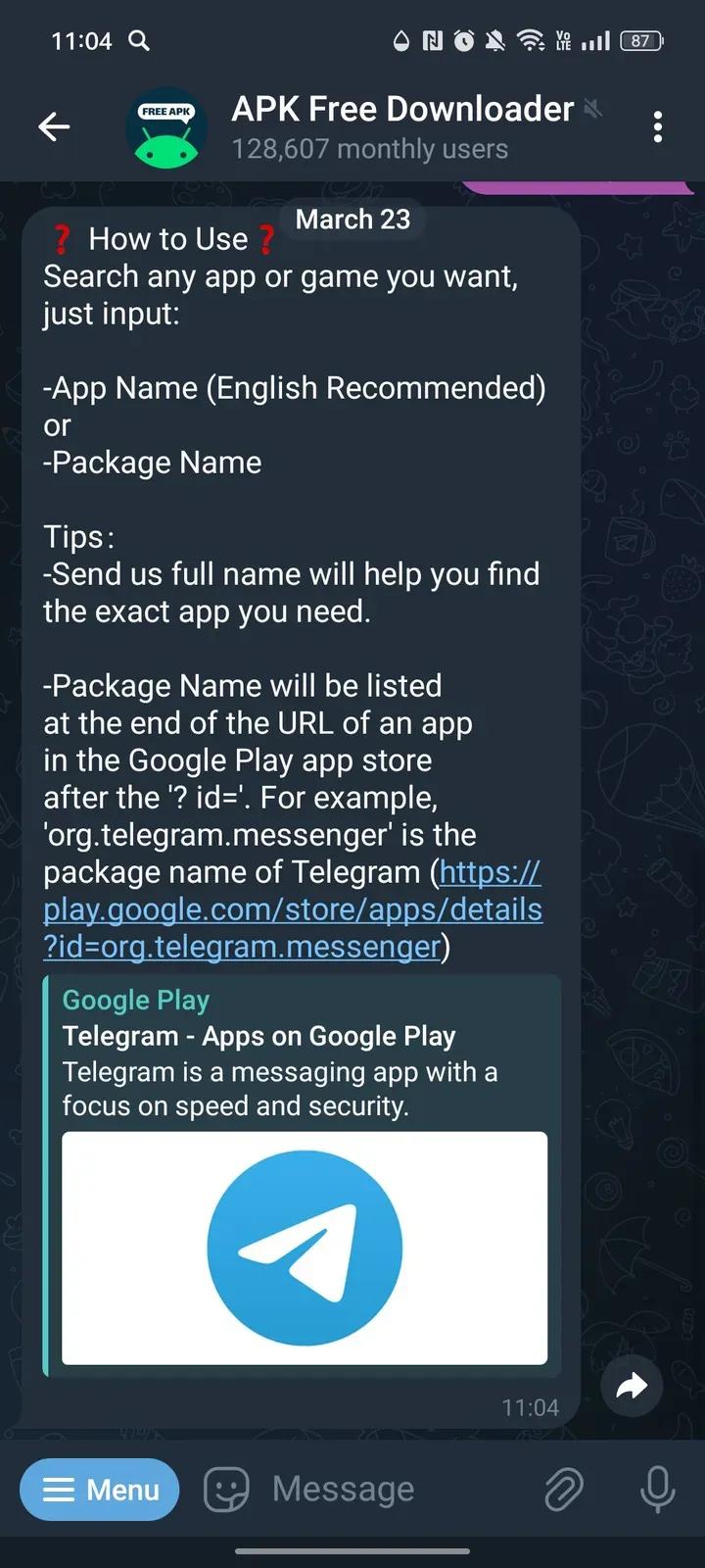 APK Free Downloader Telegram Screenshot 2