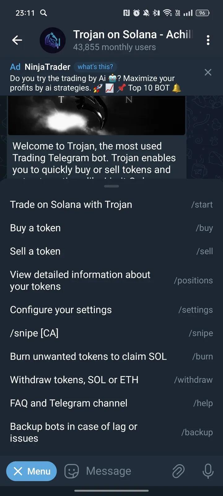 Trojan on Solana Telegram Screenshot 3